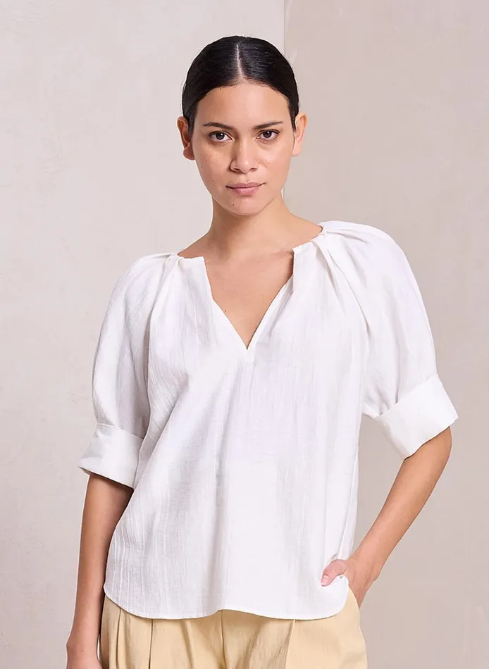 Women Tops ALC Carey Cotton Linen Top White