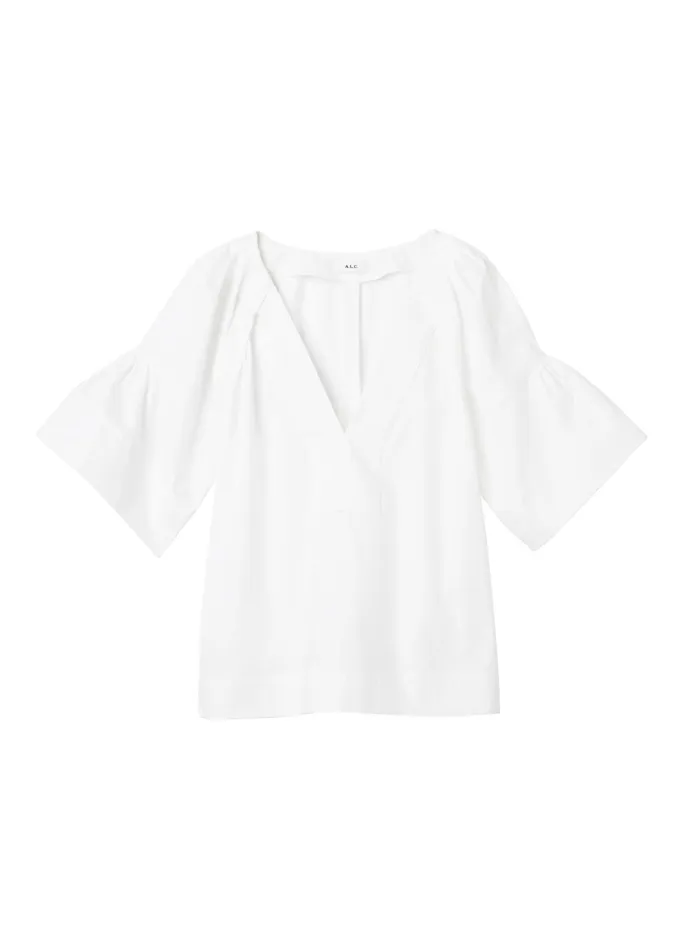 Women Tops ALC Hillary Cotton Poplin Top White