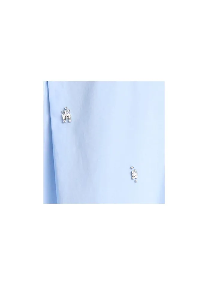 Women Tops ALC Monica Embellished Cotton Top Sky Blue