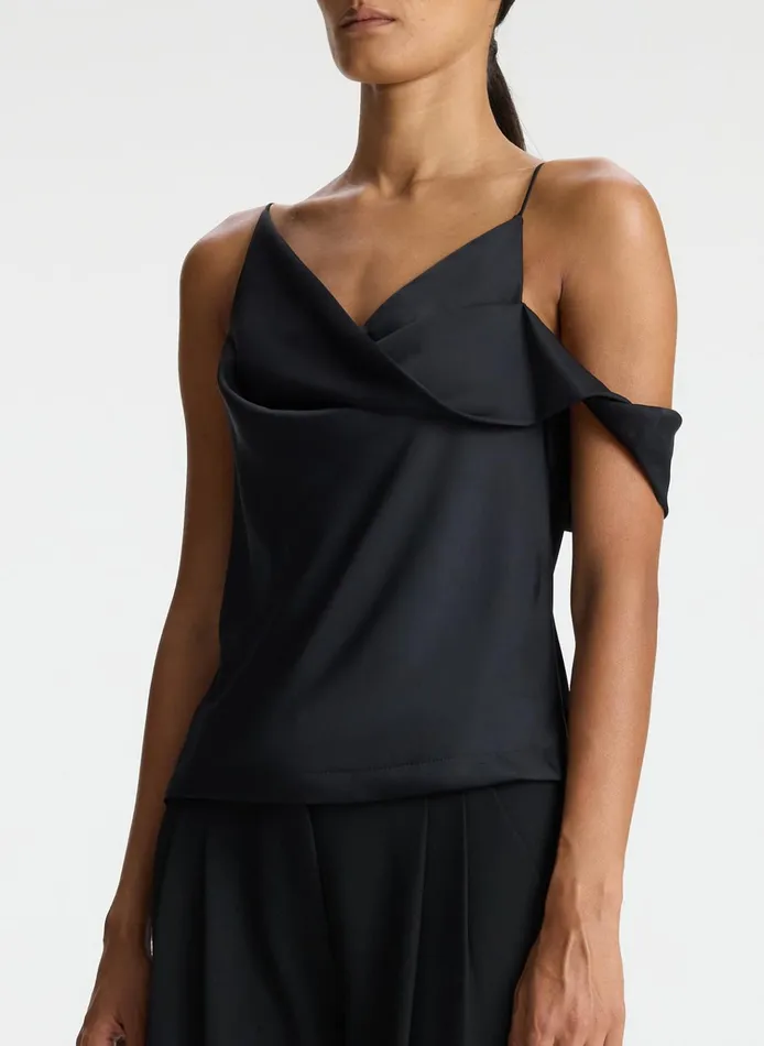 Women Tops ALC Ramona Satin Asymmetrical Top Black
