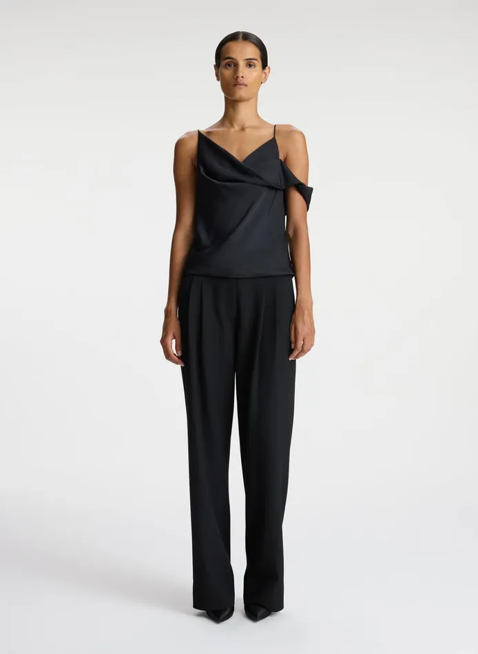 Women Tops ALC Ramona Satin Asymmetrical Top Black