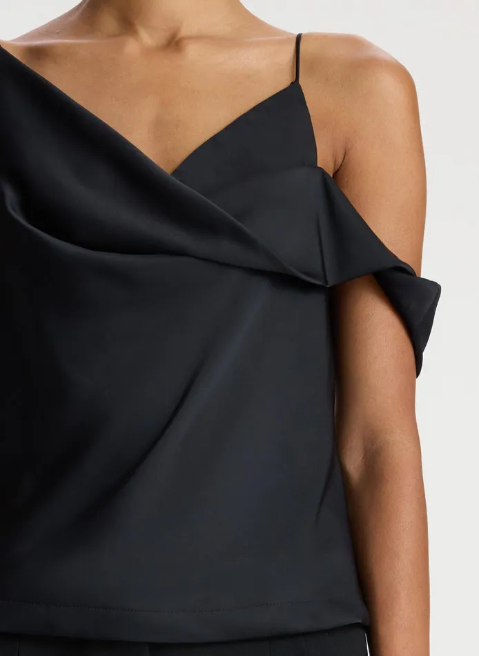 Women Tops ALC Ramona Satin Asymmetrical Top Black