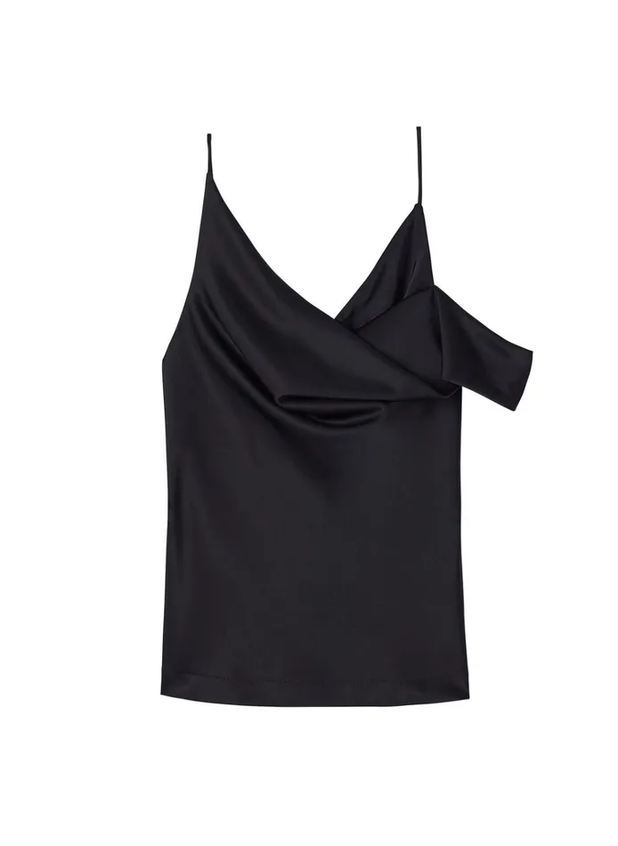 Women Tops ALC Ramona Satin Asymmetrical Top Black