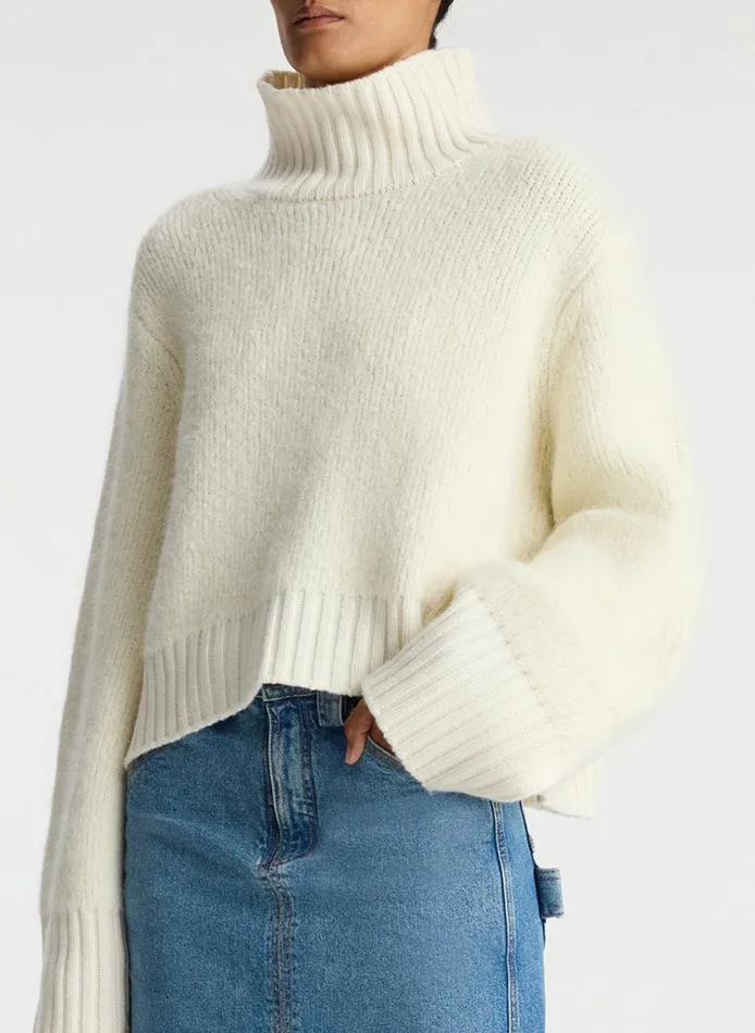 Women Tops ALC Theo Wool Turtleneck Sweater White