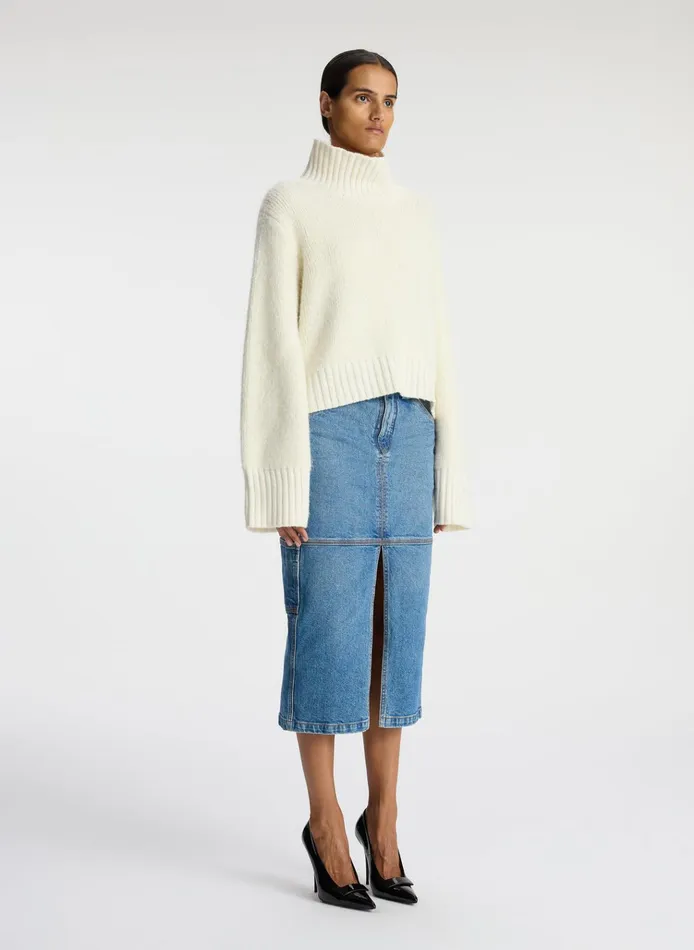 Women Tops ALC Theo Wool Turtleneck Sweater White