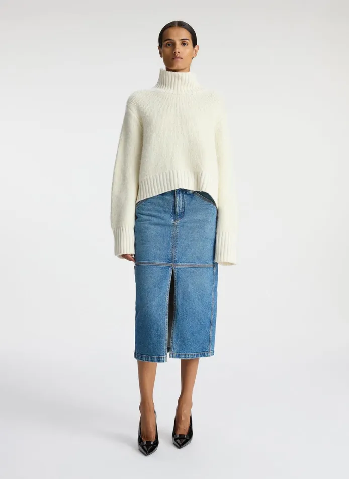 Women Tops ALC Theo Wool Turtleneck Sweater White