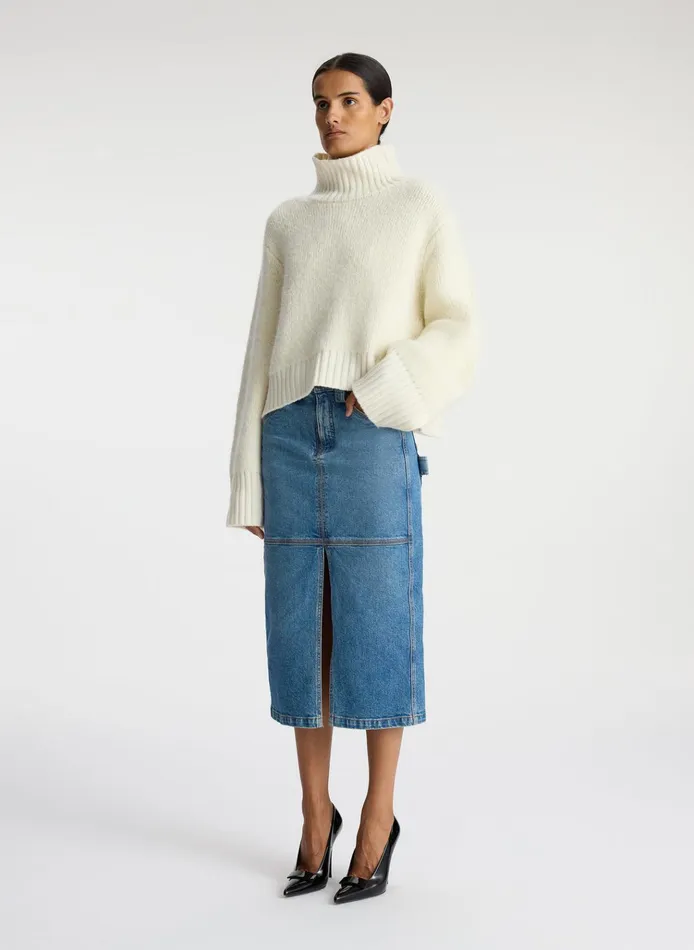 Women Tops ALC Theo Wool Turtleneck Sweater White