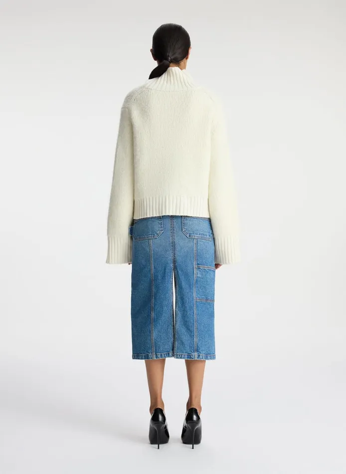 Women Tops ALC Theo Wool Turtleneck Sweater White