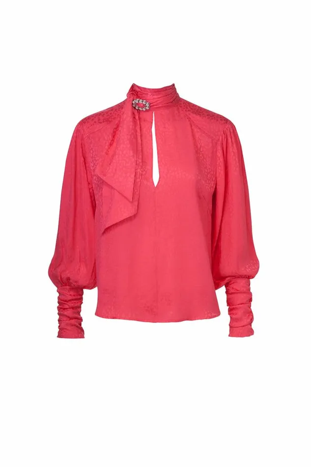Women Tops DODO BAR OR Josephine Silk Shirt Fuschia Color