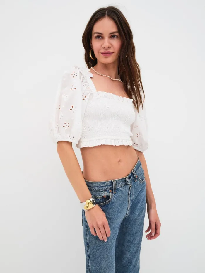 Women Tops For Love and Lemons Addison Blouse White Women Tops For Love and Lemons Addison Blouse White