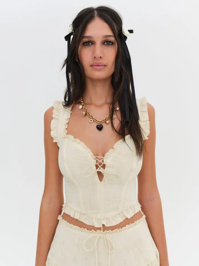 Women Tops For Love and Lemons Gigi Corset Top Beige