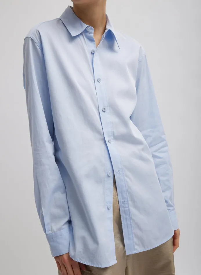 Women Tops Tibi Charlie Men039s Slim Shirt Blue