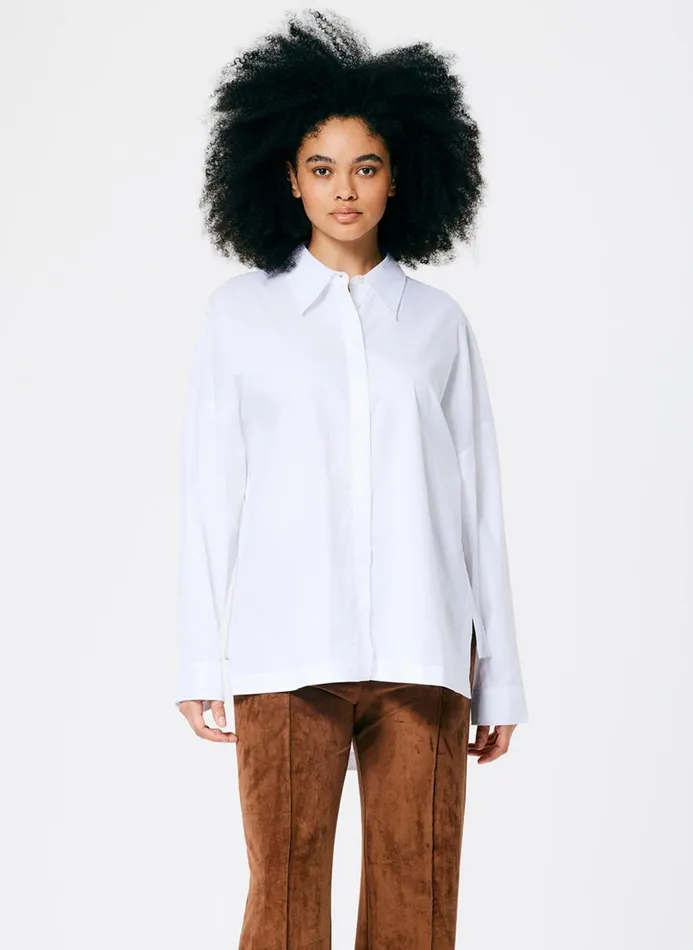 Women Tops Tibi Classic Shirting Oversized Gabe Shirt White
