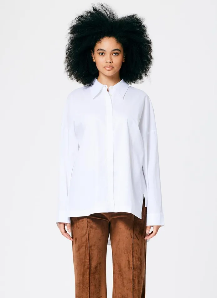 Women Tops Tibi Classic Shirting Oversized Gabe Shirt White