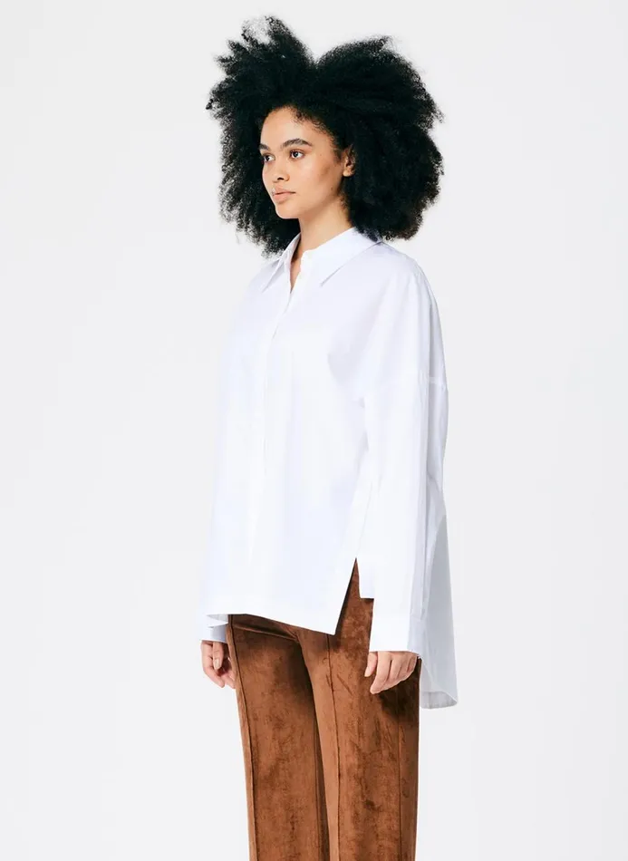 Women Tops Tibi Classic Shirting Oversized Gabe Shirt White