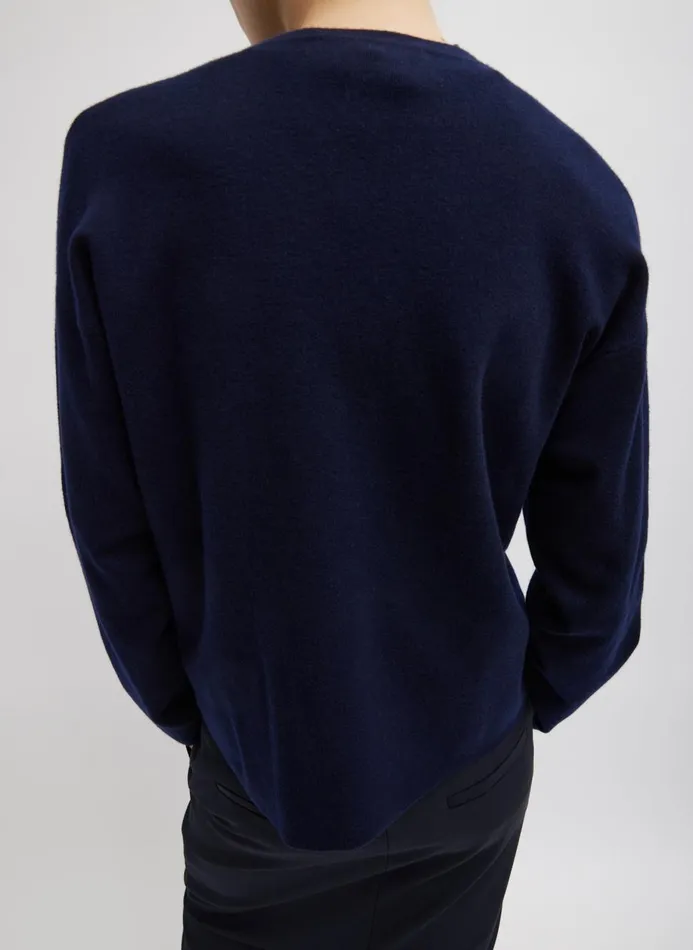 Women Tops Tibi Double Faced Cashmere Oversized Easy Sweater Dark Navy
