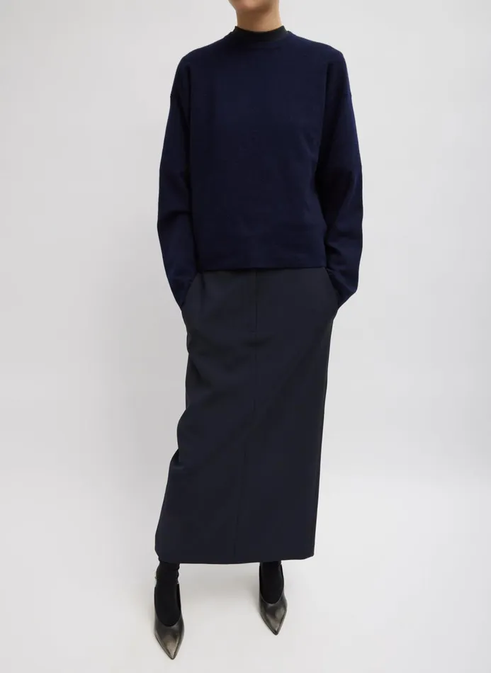 Women Tops Tibi Double Faced Cashmere Oversized Easy Sweater Dark Navy