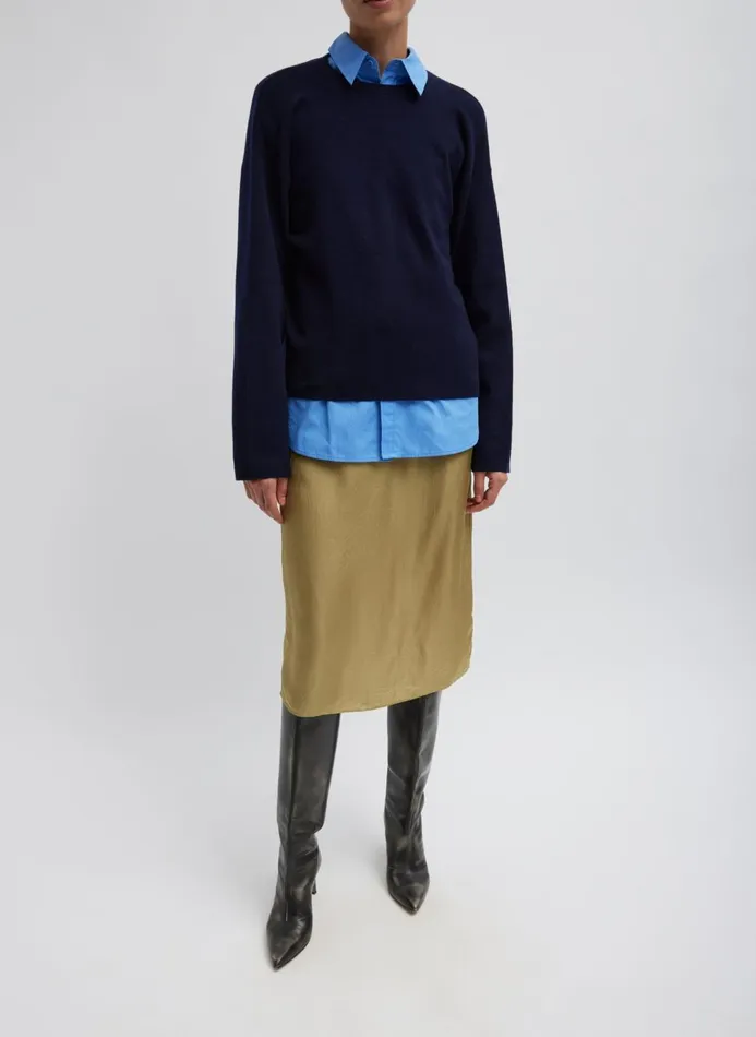 Women Tops Tibi Double Faced Cashmere Oversized Easy Sweater Dark Navy