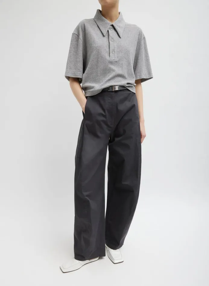 Women Tops Tibi Dry Loop Terry Easy Polo Shirt Heather Grey