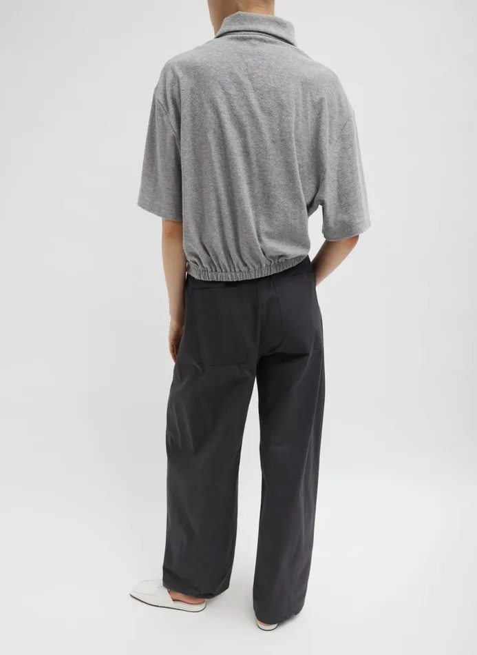 Women Tops Tibi Dry Loop Terry Easy Polo Shirt Heather Grey
