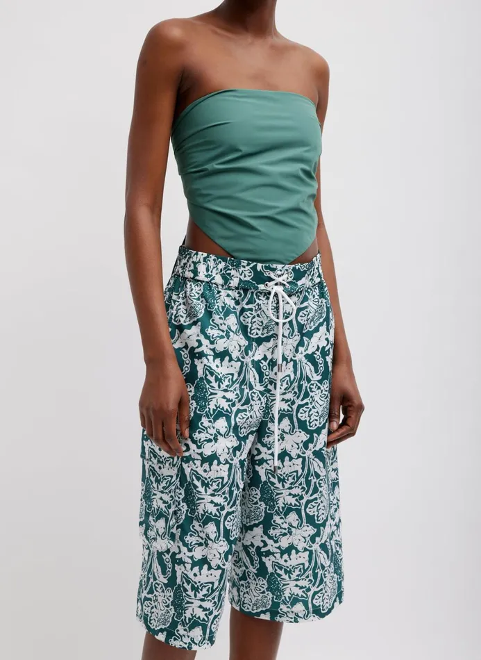 Women Tops Tibi Italian Sporty Nylon Strapless Bandeau Dark Hunter Green