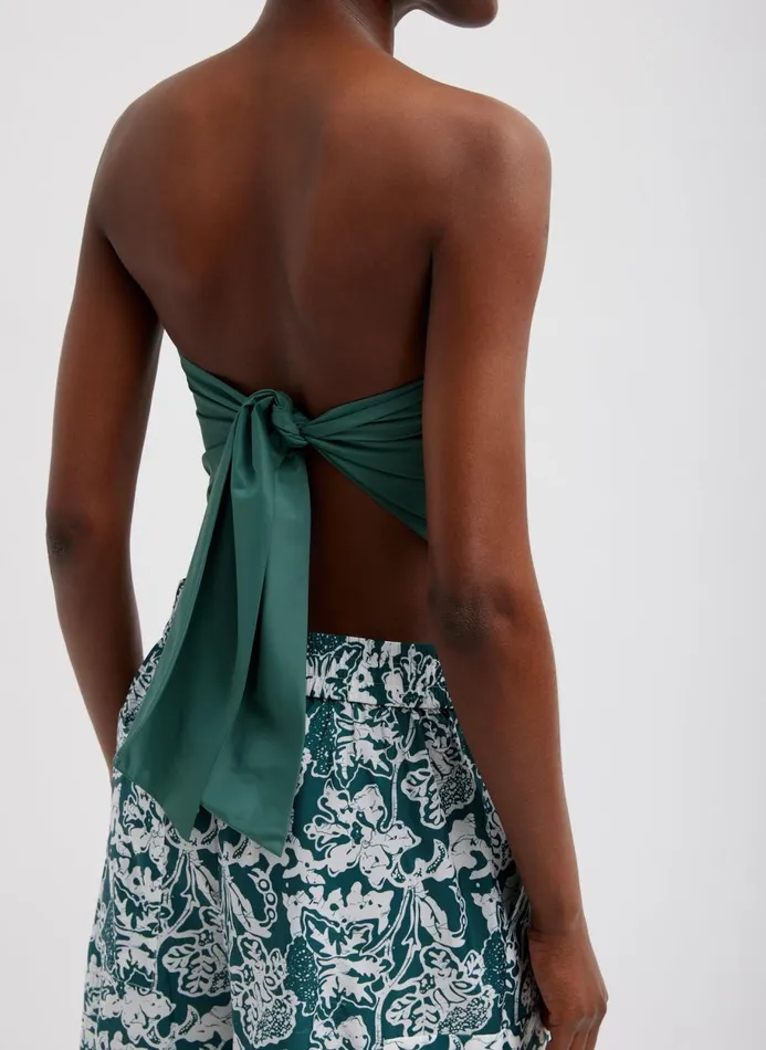 Women Tops Tibi Italian Sporty Nylon Strapless Bandeau Dark Hunter Green