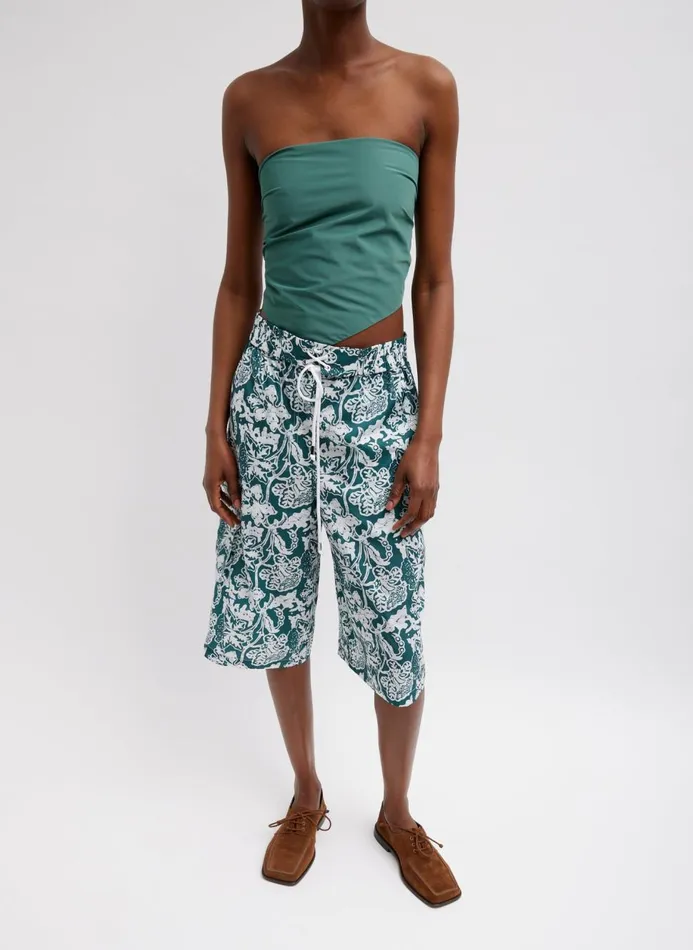 Women Tops Tibi Italian Sporty Nylon Strapless Bandeau Dark Hunter Green