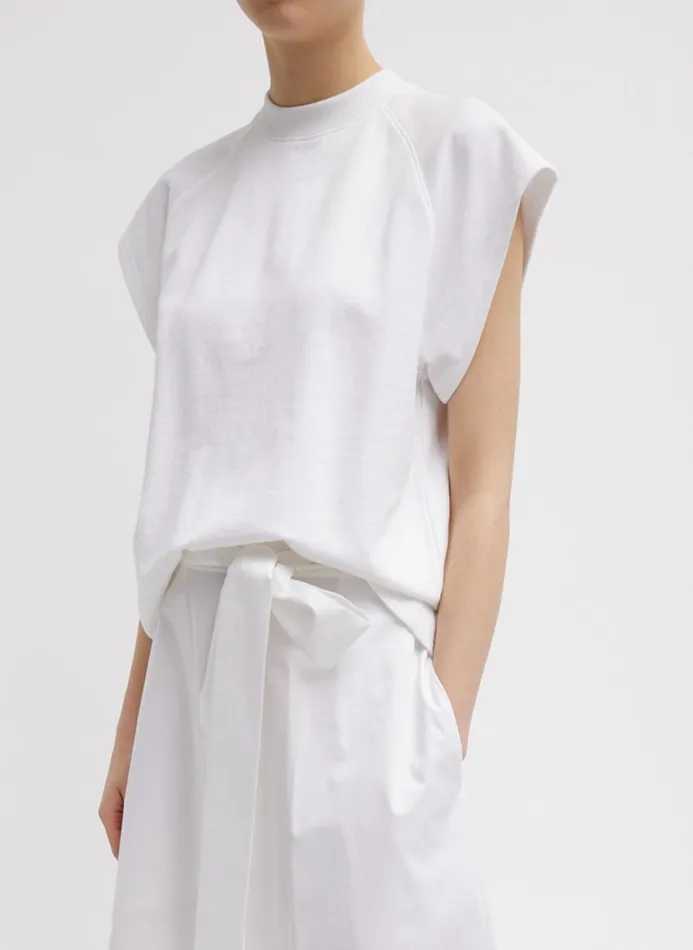 Women Tops Tibi Summer Sweatshirting Sleeveless Easy Top White