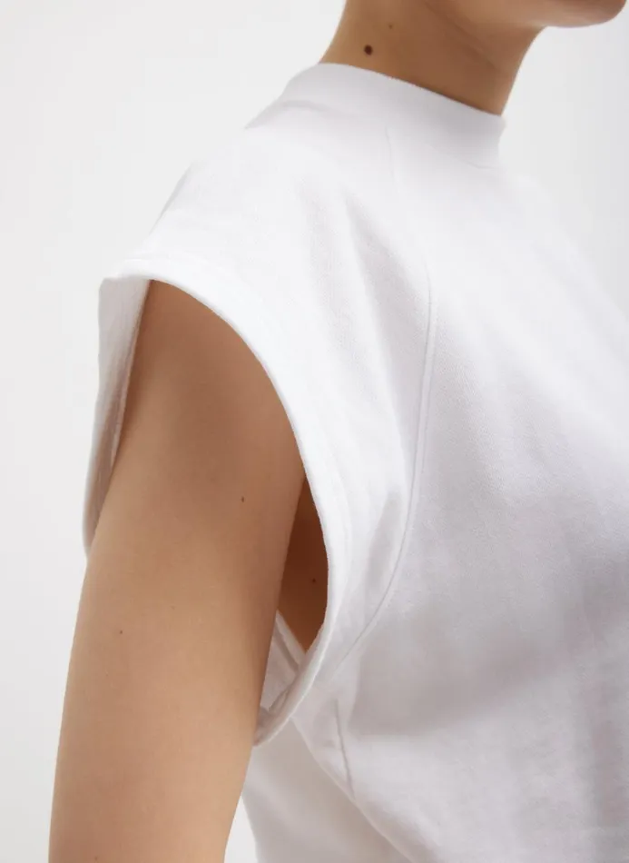 Women Tops Tibi Summer Sweatshirting Sleeveless Easy Top White