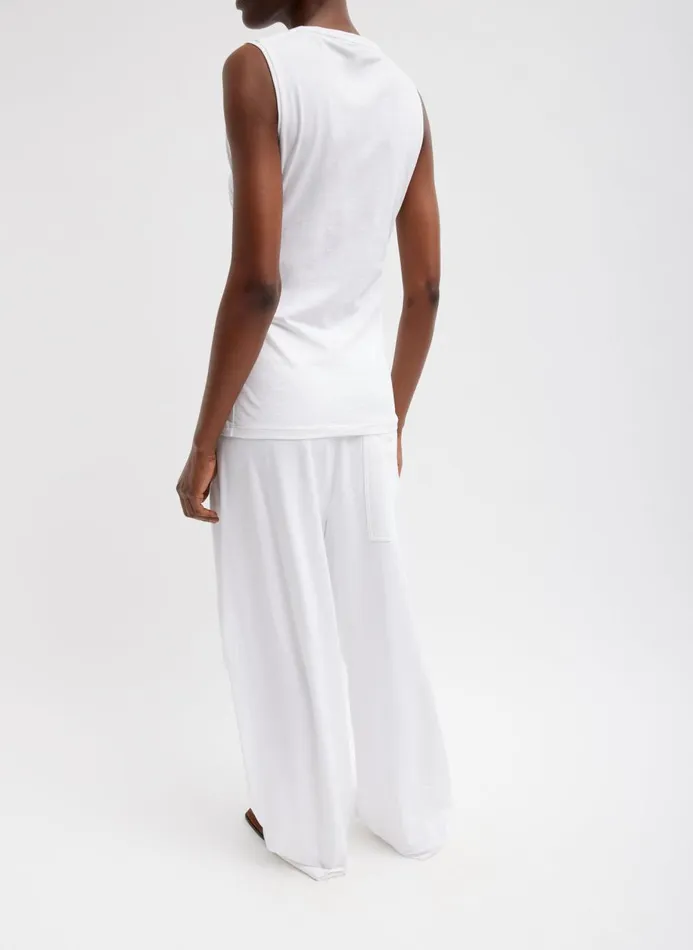 Women Tops Tibi TShirting Shirred Crewneck Top White