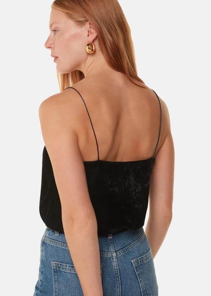 Women Tops Whistles Black Velvet Cowl Neck Cami Top