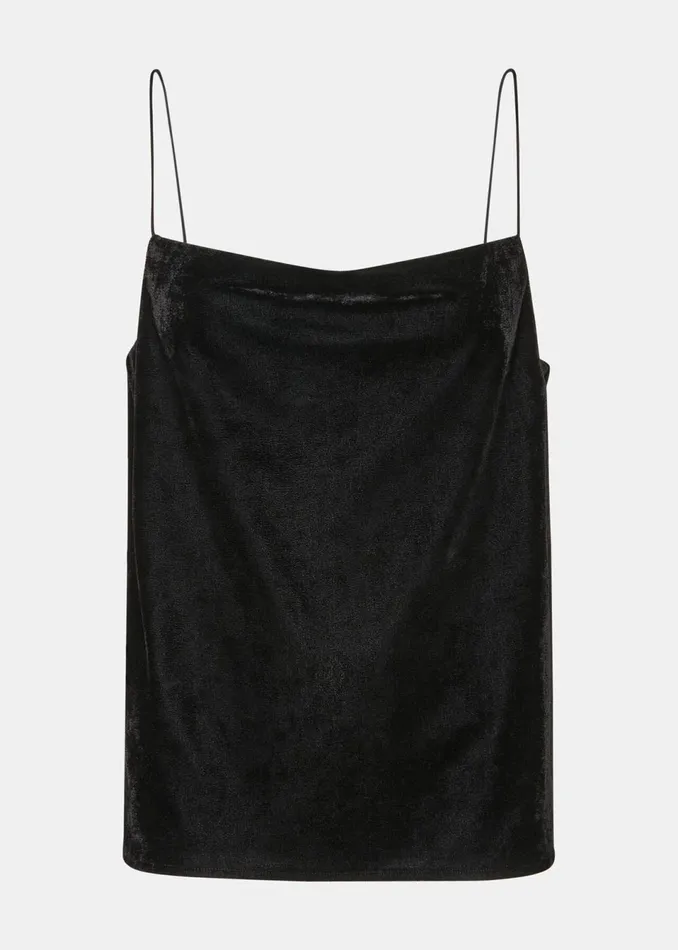 Women Tops Whistles Black Velvet Cowl Neck Cami Top
