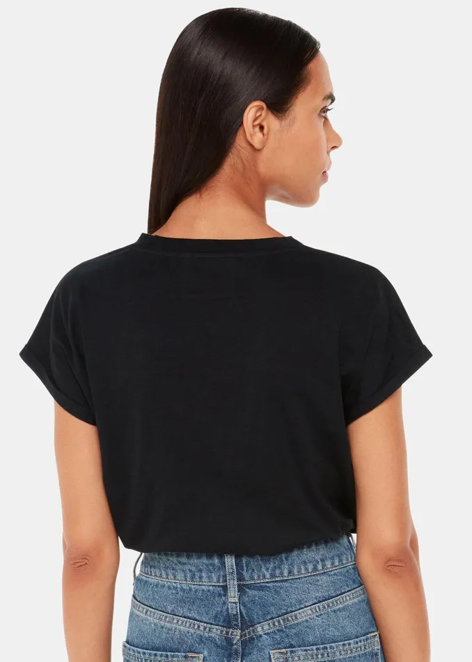 Women Tops Whistles Black Willa VNeck Cap Sleeve Tee