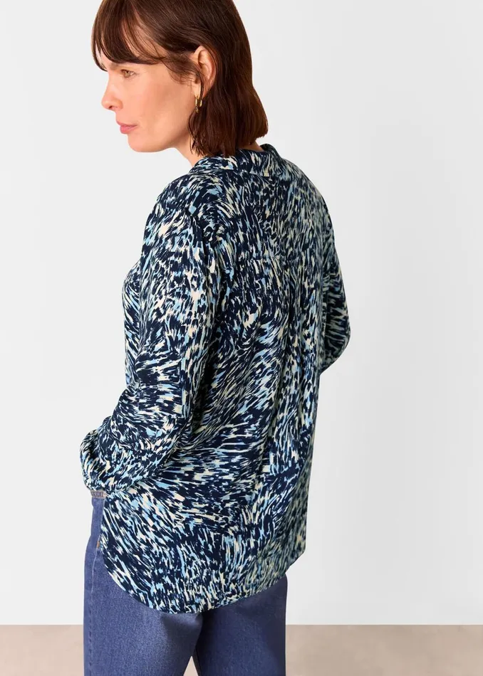 Women Tops Whistles Blue Leopard Swirl Print Shirt