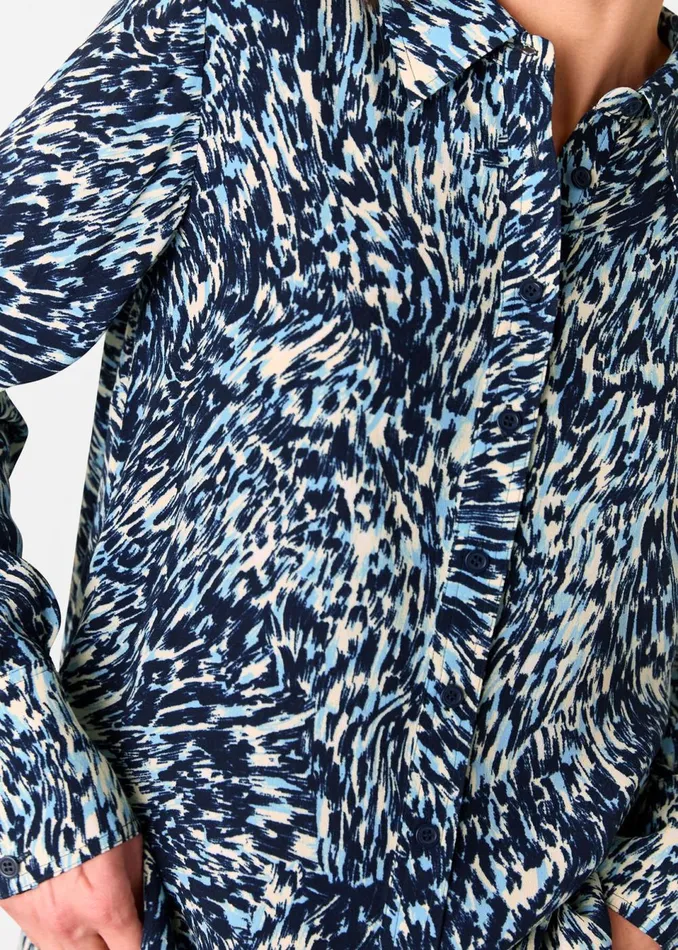 Women Tops Whistles Blue Leopard Swirl Print Shirt
