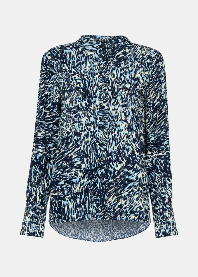Women Tops Whistles Blue Leopard Swirl Print Shirt