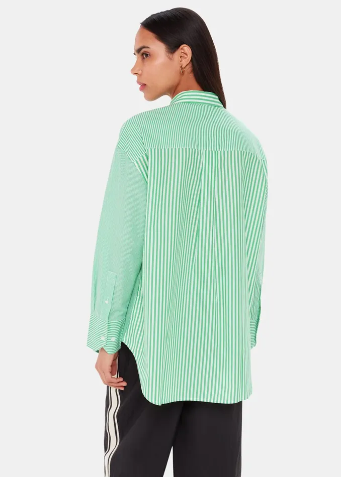 Women Tops Whistles Green Millie Stripe Oversized Shirt