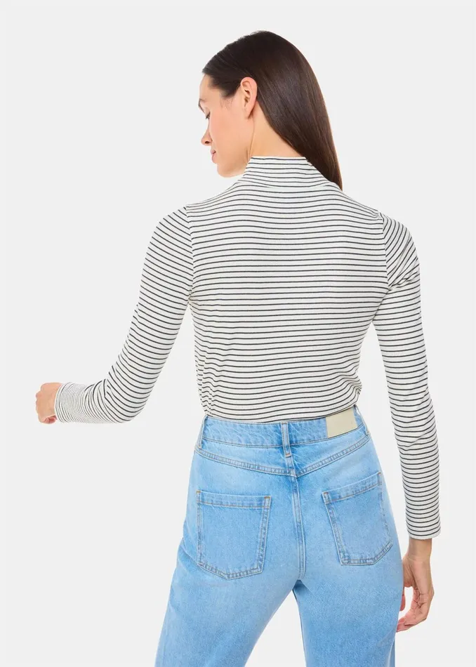 Women Tops Whistles Ivory Stripe Rib Detail Polo