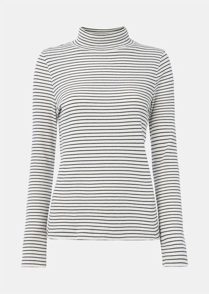 Women Tops Whistles Ivory Stripe Rib Detail Polo