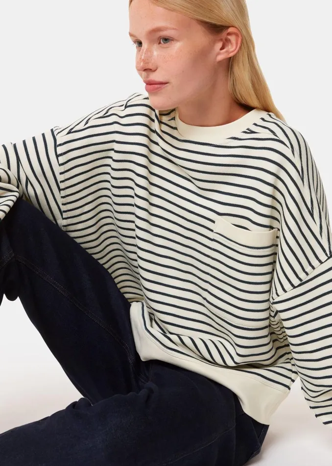 Women Tops Whistles Ivory Stripe Sweat