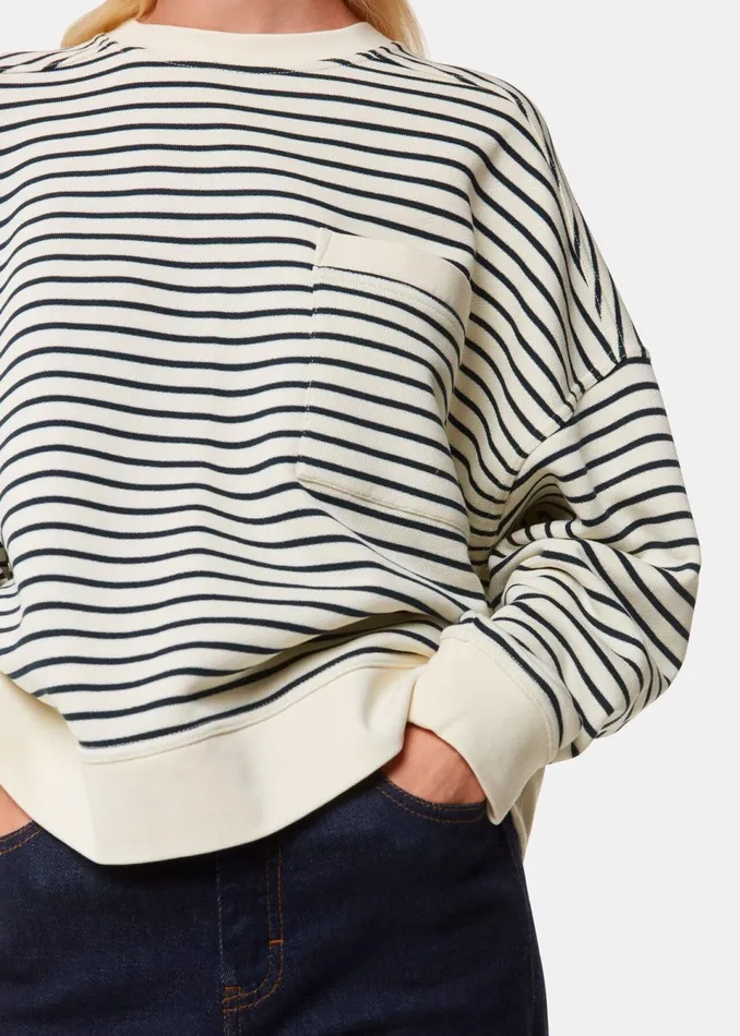 Women Tops Whistles Ivory Stripe Sweat