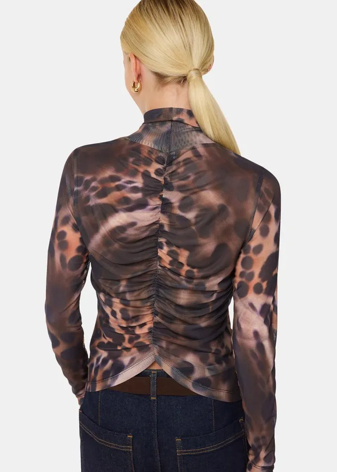 Women Tops Whistles Leopard Print Misty Leopard Mesh Top