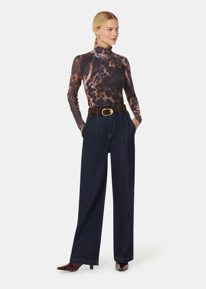 Women Tops Whistles Leopard Print Misty Leopard Mesh Top