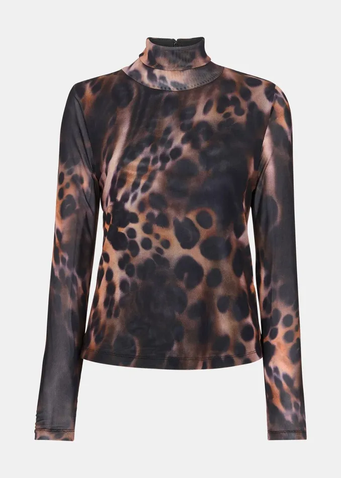 Women Tops Whistles Leopard Print Misty Leopard Mesh Top