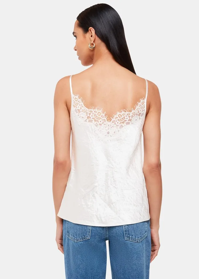 Women Tops Whistles Neutral Lace Trim Cami Top