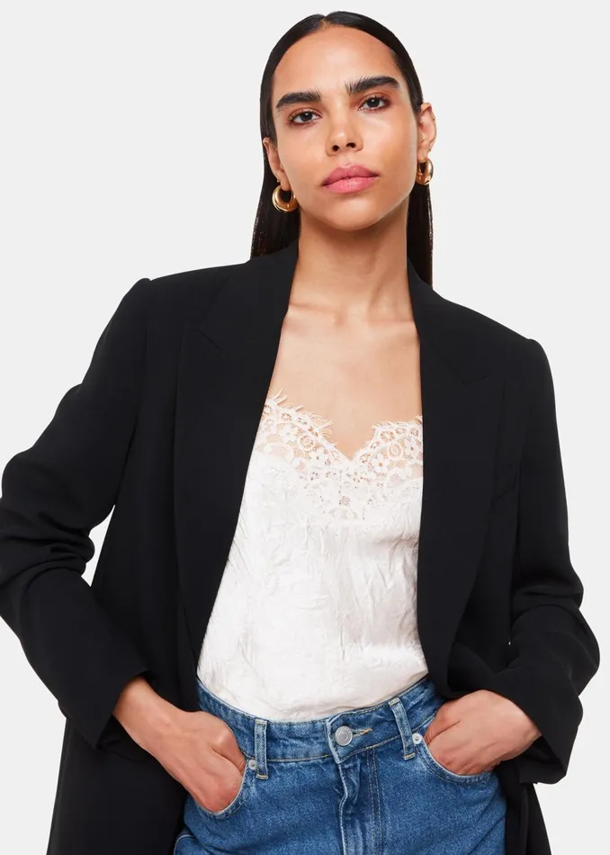 Women Tops Whistles Neutral Lace Trim Cami Top