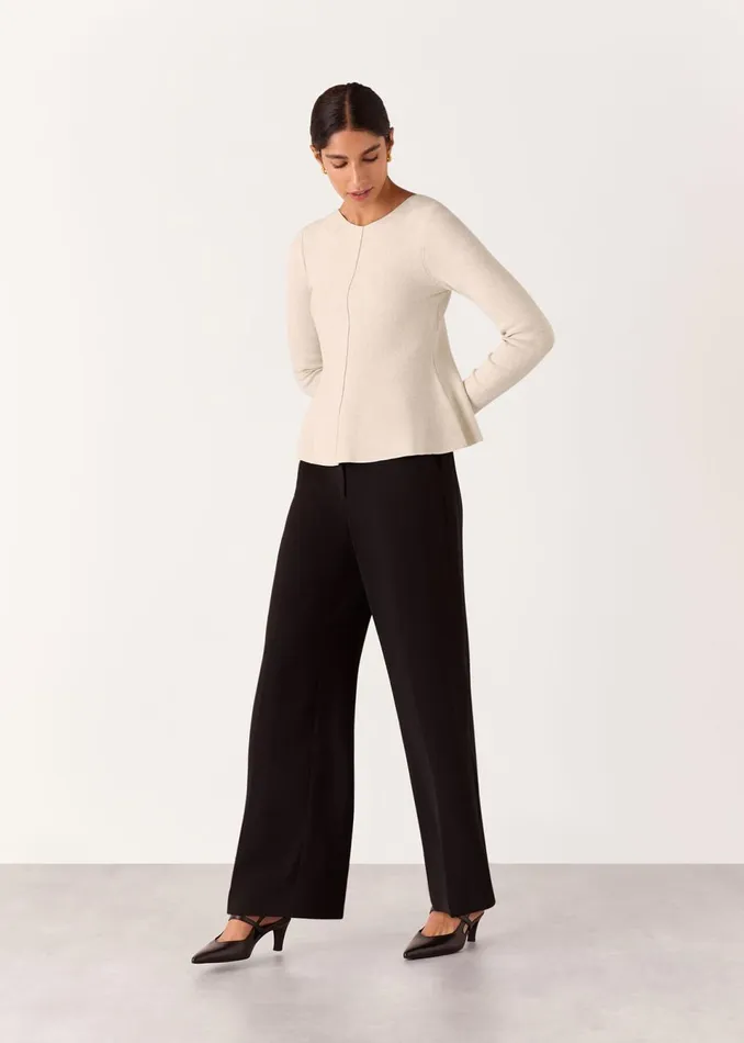 Women Tops Whistles Neutral Peplum Detail Knit