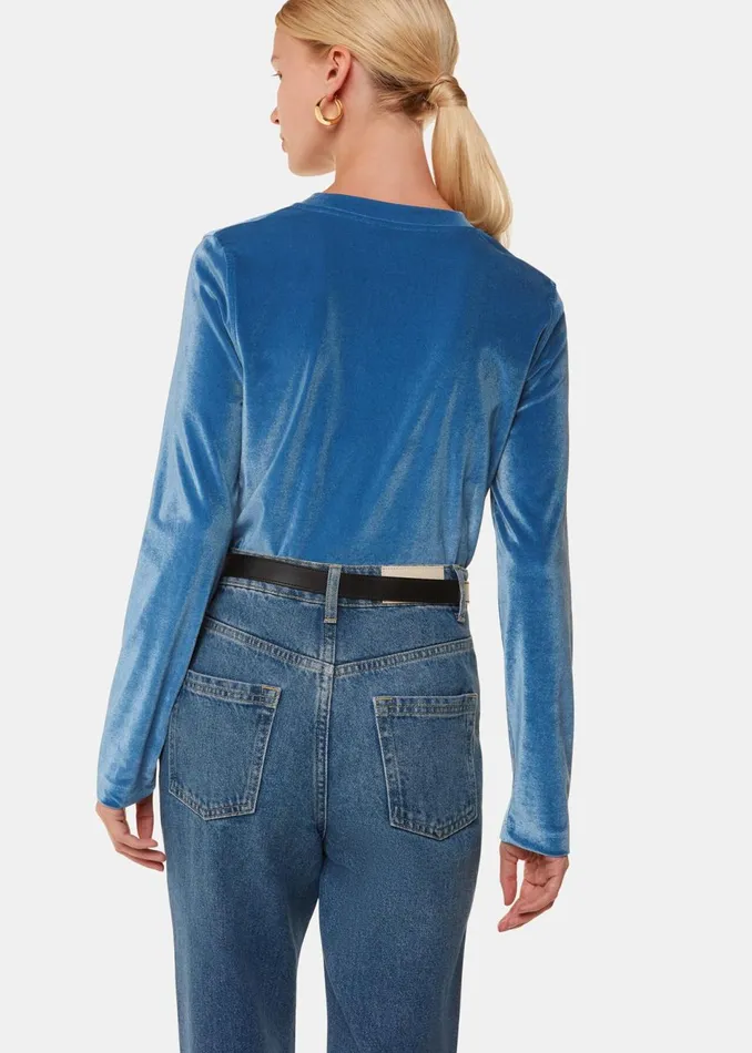 Women Tops Whistles Pale Blue Olivia Velvet Top