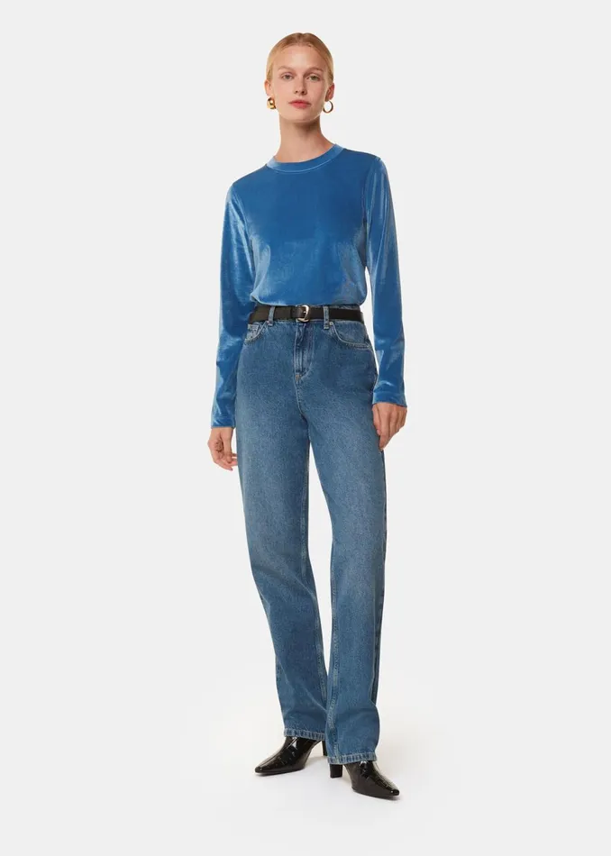 Women Tops Whistles Pale Blue Olivia Velvet Top