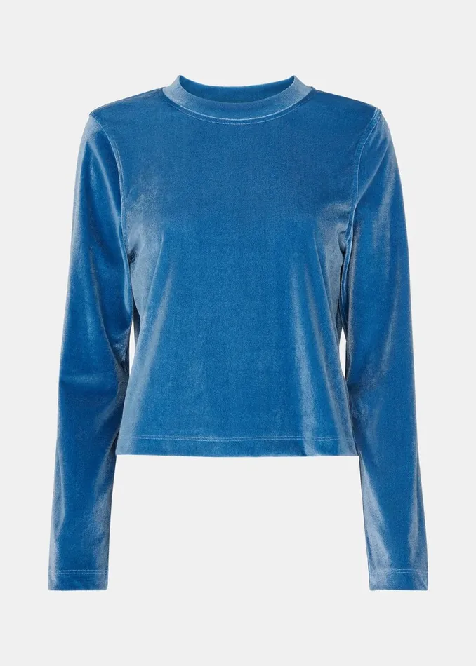 Women Tops Whistles Pale Blue Olivia Velvet Top